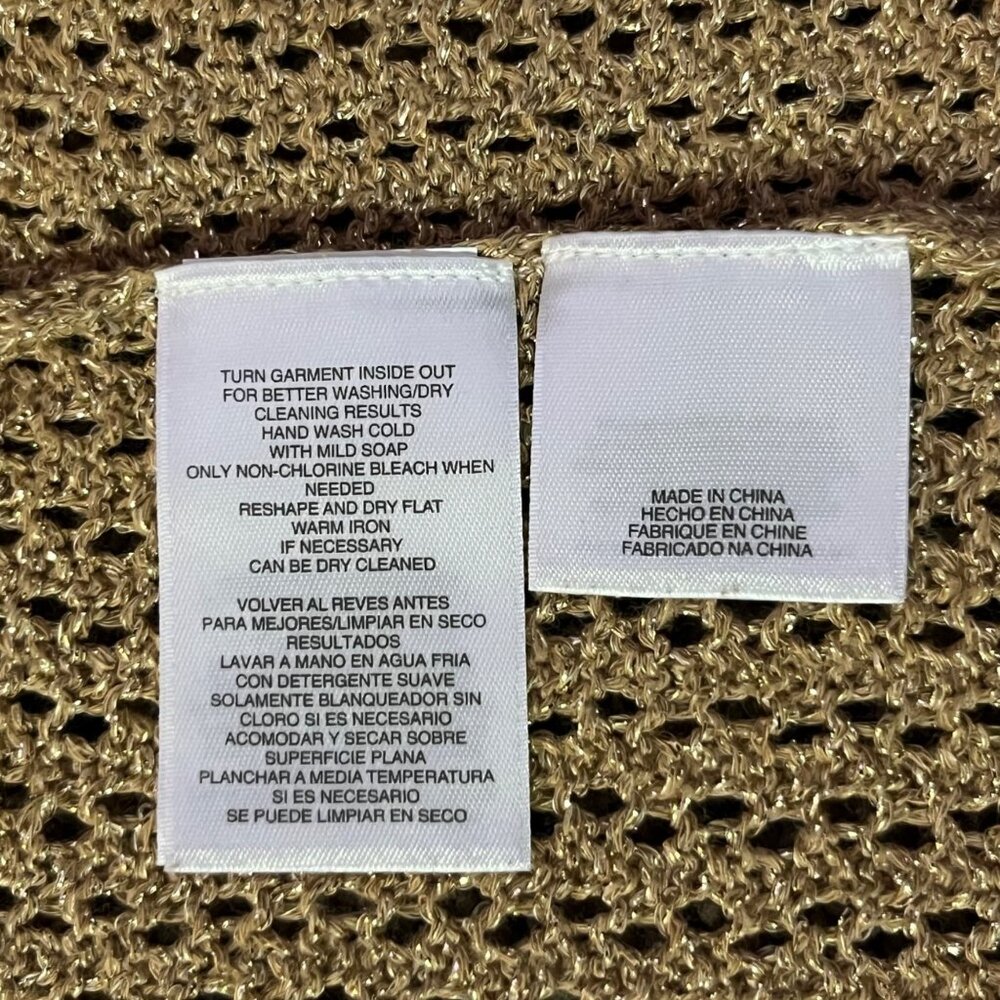 Jones Studio Gold Sparkle Open Front Cardigan Womens M Used New Years Eve - Picture 8 of 16